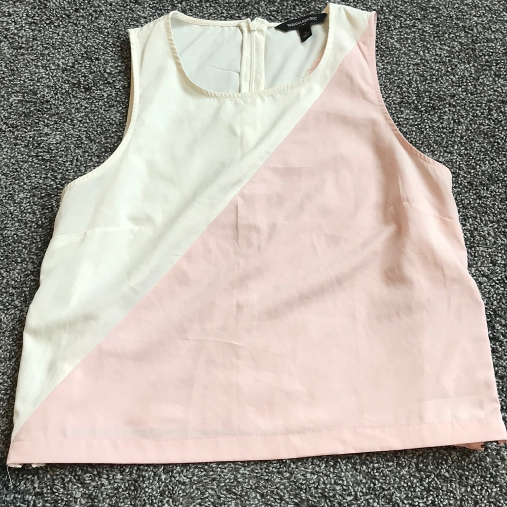 white and pink flowy tank top